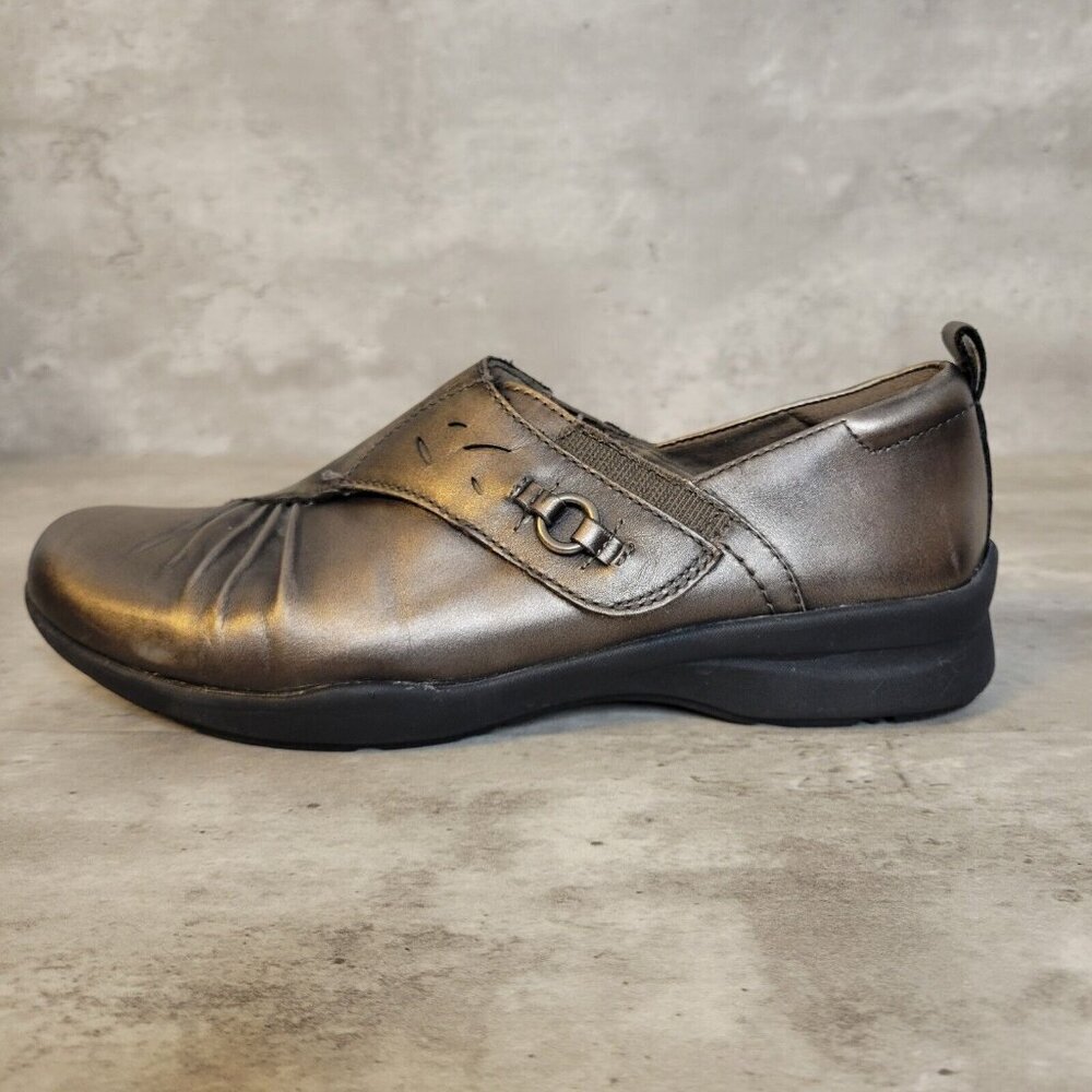 Earth Shoes Womens Size 9 Amity Pewter Metallic Leather Shoe Comfort Career